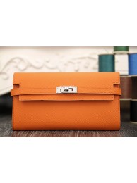 Imitation Hermes Kelly Longue Wallet In Orange Epsom Leather HT00972
