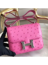 Imitation Hermes Mini Constance 18cm Pink Ostrich Leather HT01258