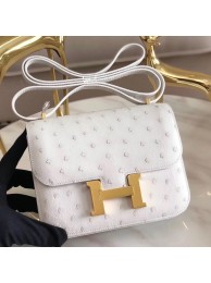 Imitation Hermes Mini Constance 18cm White Ostrich Leather HT00135