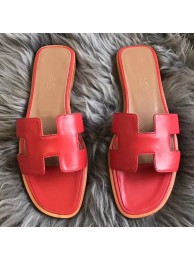 Imitation Hermes Oran Sandals In Red Swift Leather HT00424