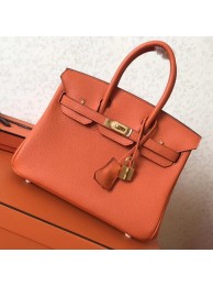 Imitation Hermes Orange Clemence Birkin 25cm Handmade Bag HT00070