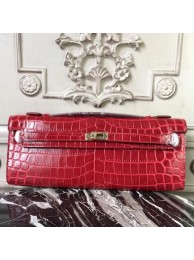 Imitation Hermes Red Crocodile Kelly Cut Clutch Bag HT01233