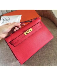 Imitation Hermes Red Epsom Kelly Pochette Handmade Bag HT00751