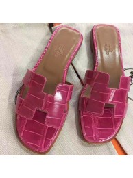 Imitation Hermes Rose Red Crocodile Oran Sandals HT00281