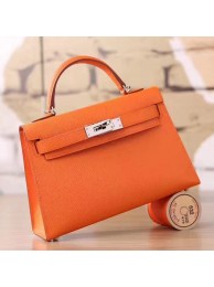 Imitation High Quality Hermes Orange Epsom Kelly Mini II 20cm Handmade Bag HT01038