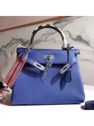 Knockoff Best Hermes Blue Kelly 28cm Bag With Zigzag Handle HT00525