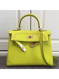 Knockoff Hermes Kelly Ghillies 28cm In Yellow Swift Leather HT01336