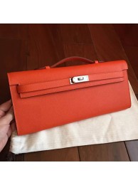 Knockoff Hermes Orange Epsom Kelly Cut Clutch Handmade Bag HT00253