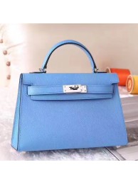 Luxury Hermes Celeste Epsom Kelly Mini II 20cm Handmade Bag HT00158