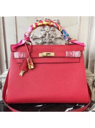 Luxury Hermes Red Clemence Kelly 32cm Retourne Bag HT00954