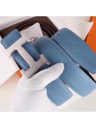 Quality Hermes H Belt Buckle &amp; Blue Clemence 32 MM Strap HT00460