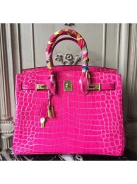 Replica Hermes Birkin 30cm 35cm Bag In Rose Red Crocodile Leather HT00638