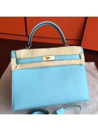 Replica Hermes Blue Atoll Epsom Kelly 32cm Sellier Handmade Bag HT00338