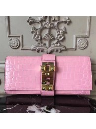 Replica Hermes Medor Clutch Bag In Pink Crocodile Leather HT00342