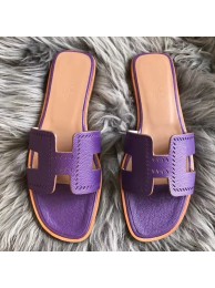 Replica Hermes Oran Perforated Sandals In Purple Epsom Leather HT00486