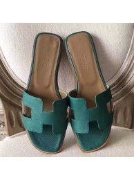 Replica Hermes Oran Sandals In Malachite Epsom Leather HT00060