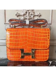 Replica Hermes Orange Constance MM 24cm Crocodile Bag HT01100