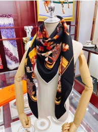 Replica Hermes Black Harnais De Cour Scarf 90 HT00500