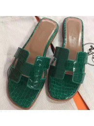 Replica Luxury Hermes Green Crocodile Oran Sandals HT00824