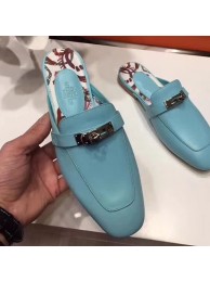 Replica Top Hermes Oz Mule In Light Blue Calfskin Leather HT00224