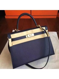 Replica Top Hermes Sapphire Epsom Kelly 32cm Sellier Handmade Bag HT00280