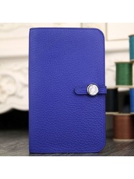Top Hermes Dogon Combine Wallet In Electric Blue Leather HT01014